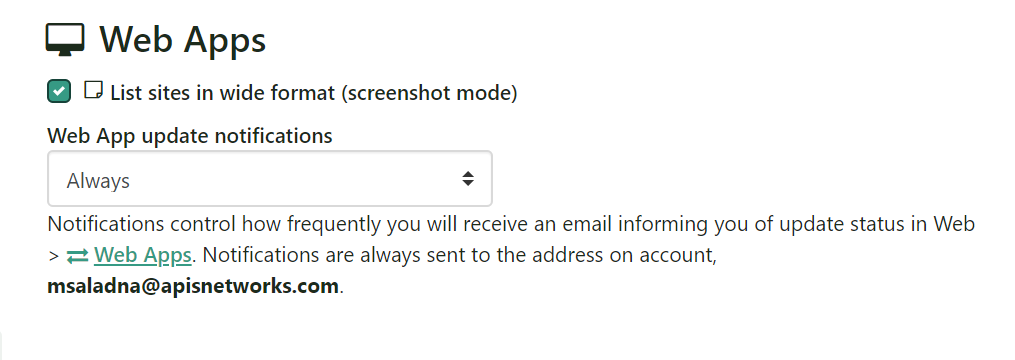 Web App update notification
